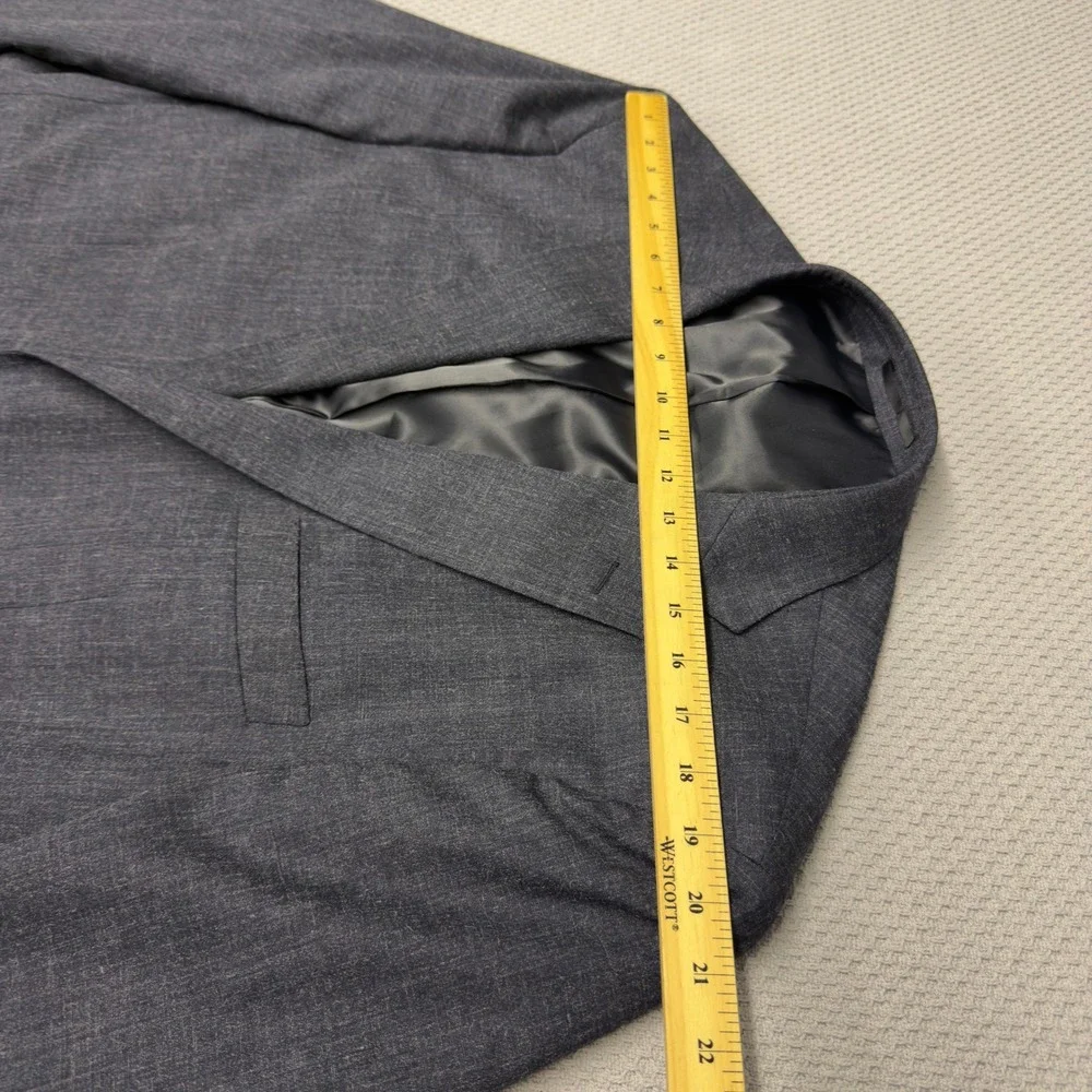 Herman & Sons Blazer Jacket Mens 48R Charcoal Grey Stretch Two Button Sport Coat